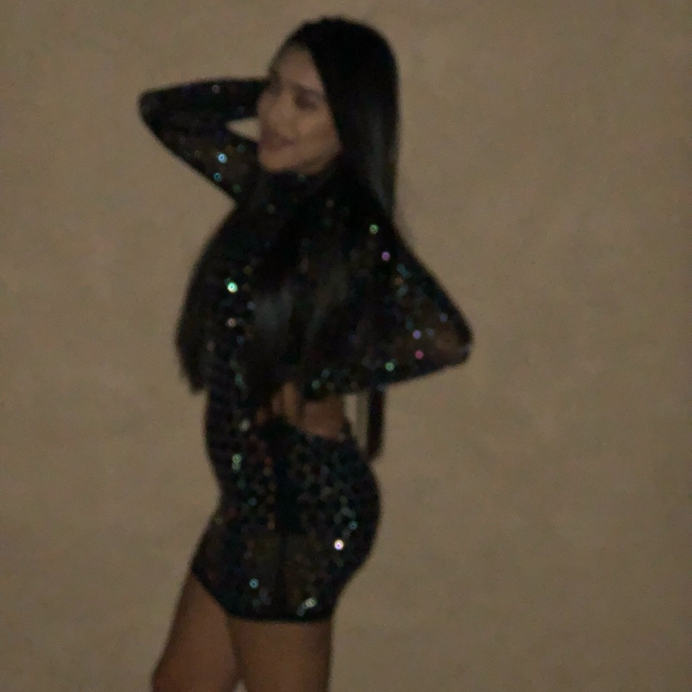Black dress with rhinestones - Picture 2 of 2